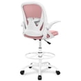 thumbnail image 1 of Primy Drafting Chair Silla de oficina alta con reposabrazos abatibles Silla de escritorio ergonómica ejecutiva para computadora con soporte lumbar y anillo de reposapiés ajustable (cuarzo rosa), 1 of 6