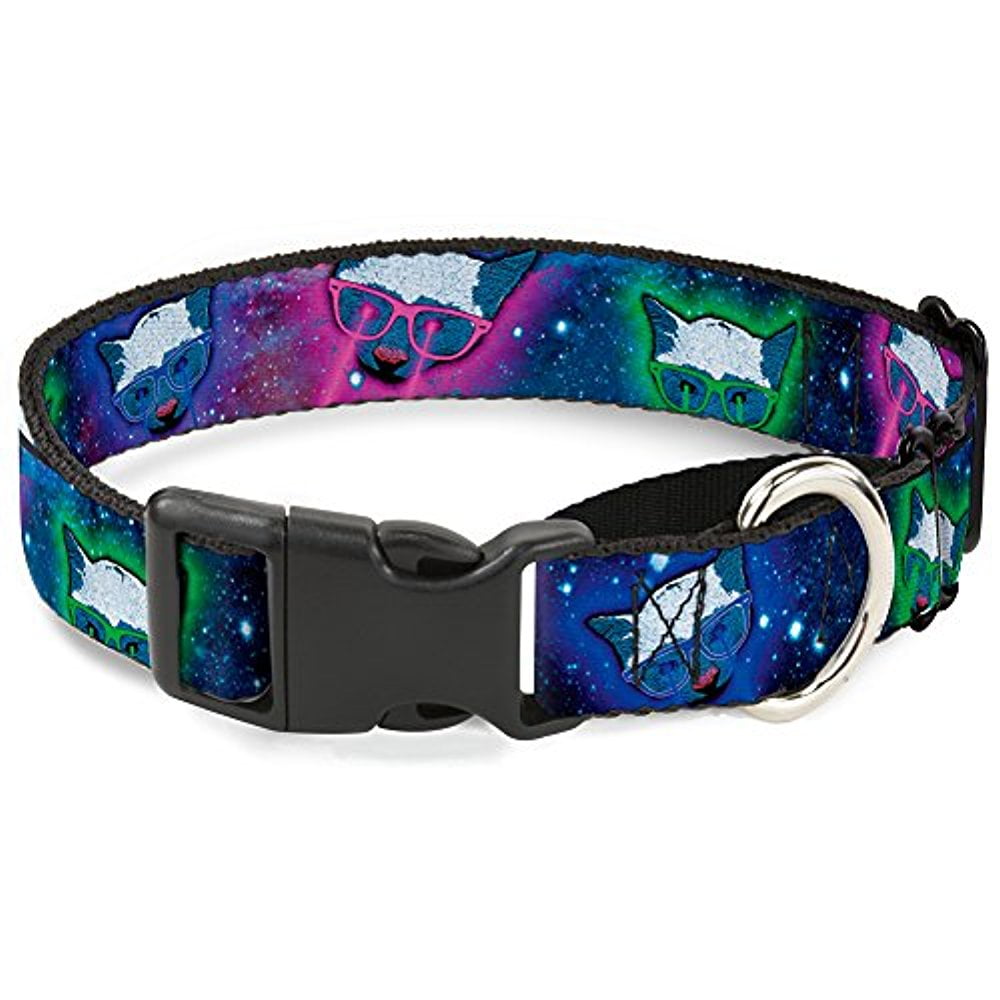 buckle-down mgc-w31266-l laser eye cats in space martingale dog collar