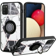 GSA Geo Marble Case Magnetic Ring Stand for Samsung Galaxy A02s - Black/White