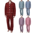 thumbnail image 2 of YAYUBA Matching Holiday Family Pajama Sets Mens Plaid Pajama Set, Soft Print Pajamas for Men, Lightweight Warm PJS with Pockets,Purple,XXXL, 2 of 4