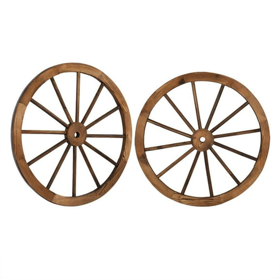 Zimtown 2 Pieces Wall Hanging Fir Wood Wheels, 30 in. Wall Decorations