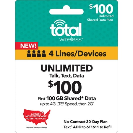 Total Wireless $100 Shared* Family Plan (Email
