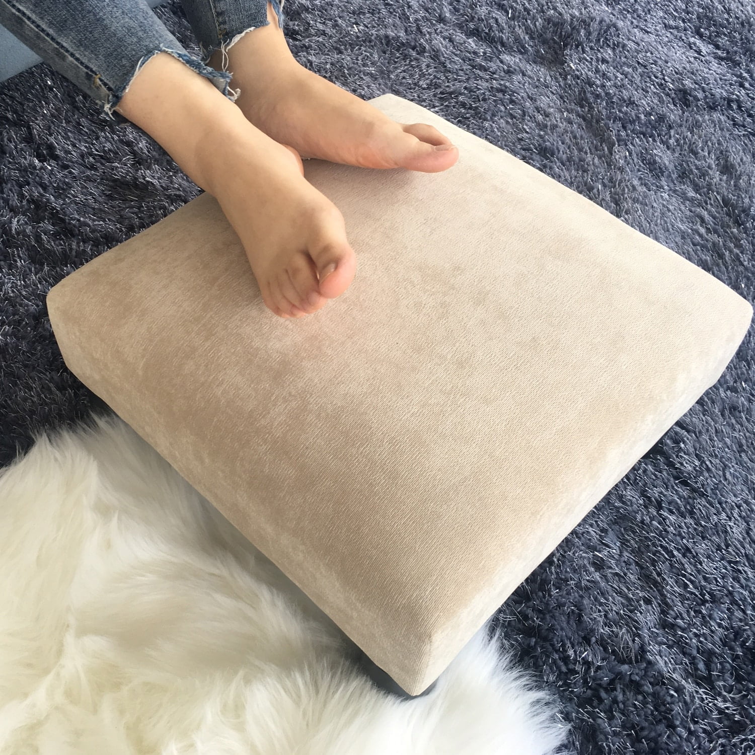 Adeco Small Footstool - Fresh Wheat, 17.5x17.5x9