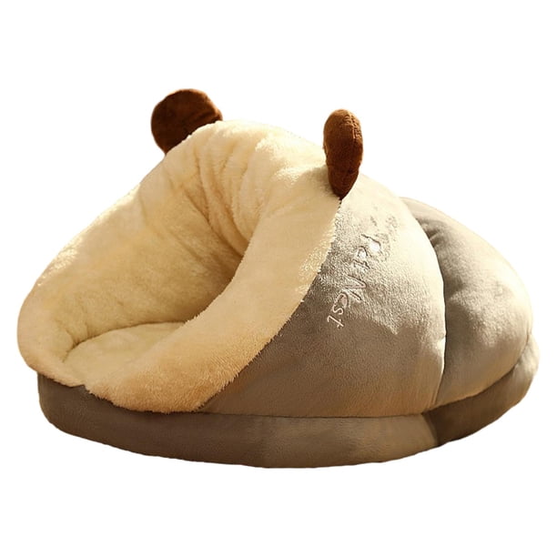 Cama para gatos, suave y cálida, cómoda y encantadora, cueva cálida para perros pequeños, cueva de felpa para regalo, para interiores y exteriores, gris