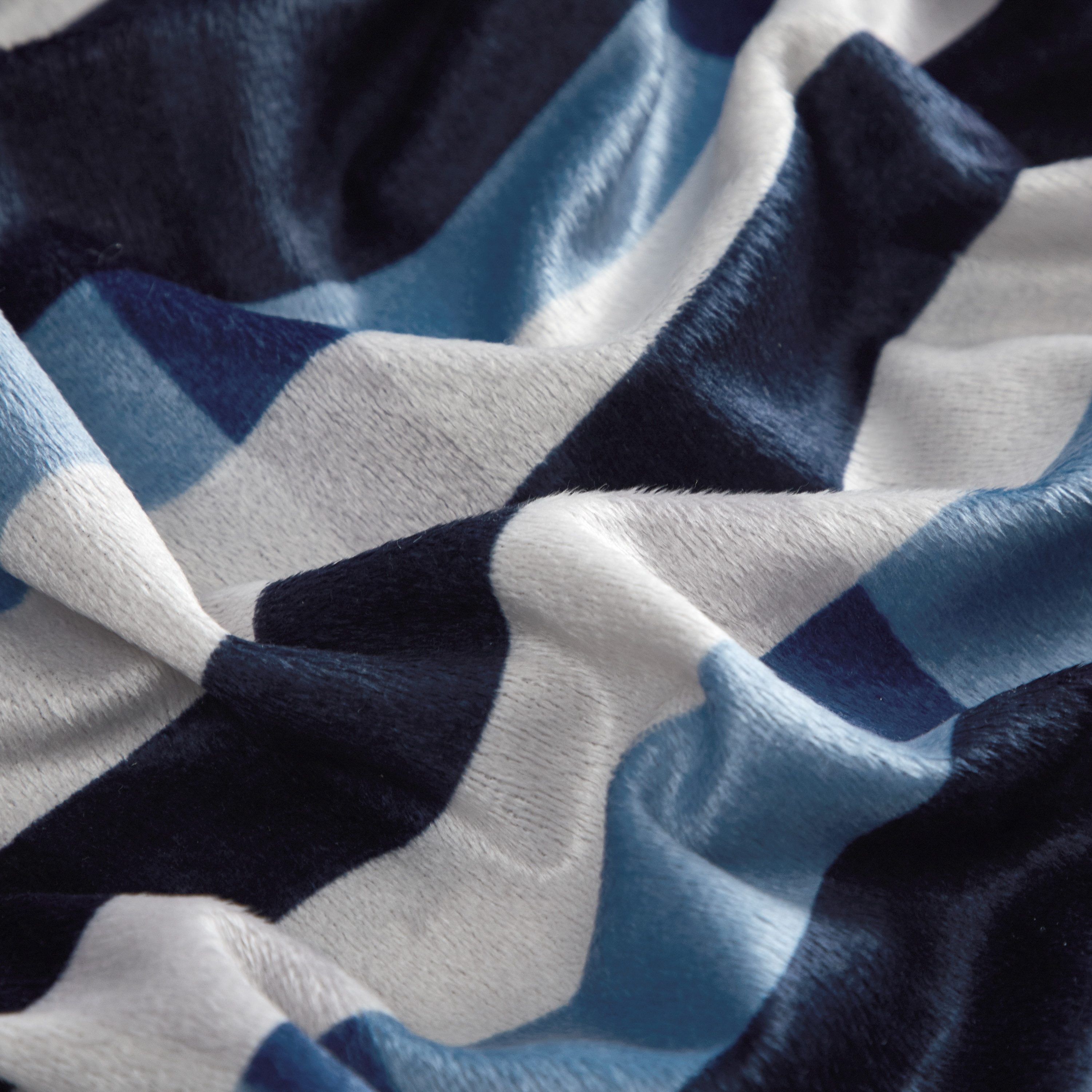 Your Zone Blue Cove Wide Wale Plush 50" x 60" Throw with Blue Plaid Body Pillow Cover, Navy