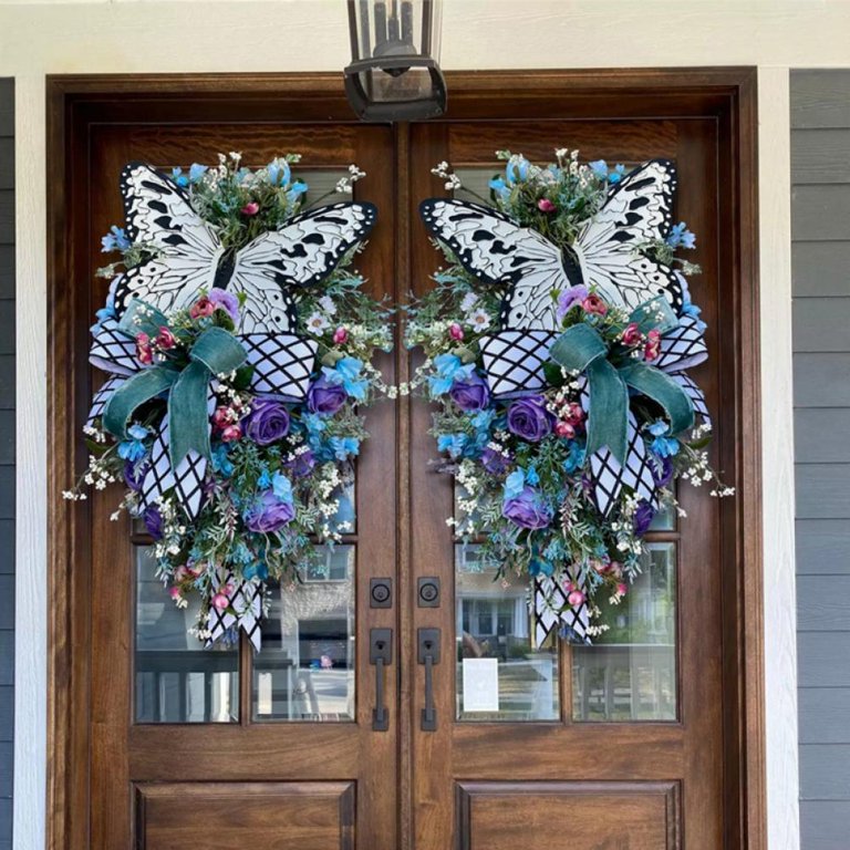 Farmhouse Colorful Cottage Wreath,beautiful Artificial Spring Wreath For  Front Door Indoor Farmhouse Rustic Decor 50cm