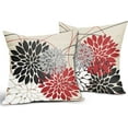 thumbnail image 2 of LAICAIW Housses de Coussin Rouges et Noires 18x18 Pouces Fleur de Dahlia Noir Rouge Blanc Gris Gris Taie d'Oreiller Colorée Style Ferme Déco Extérieure pour Maison Chambre Salon Housse de Coussin Carrée en Lin Floral, Ensemble, 2 of 7
