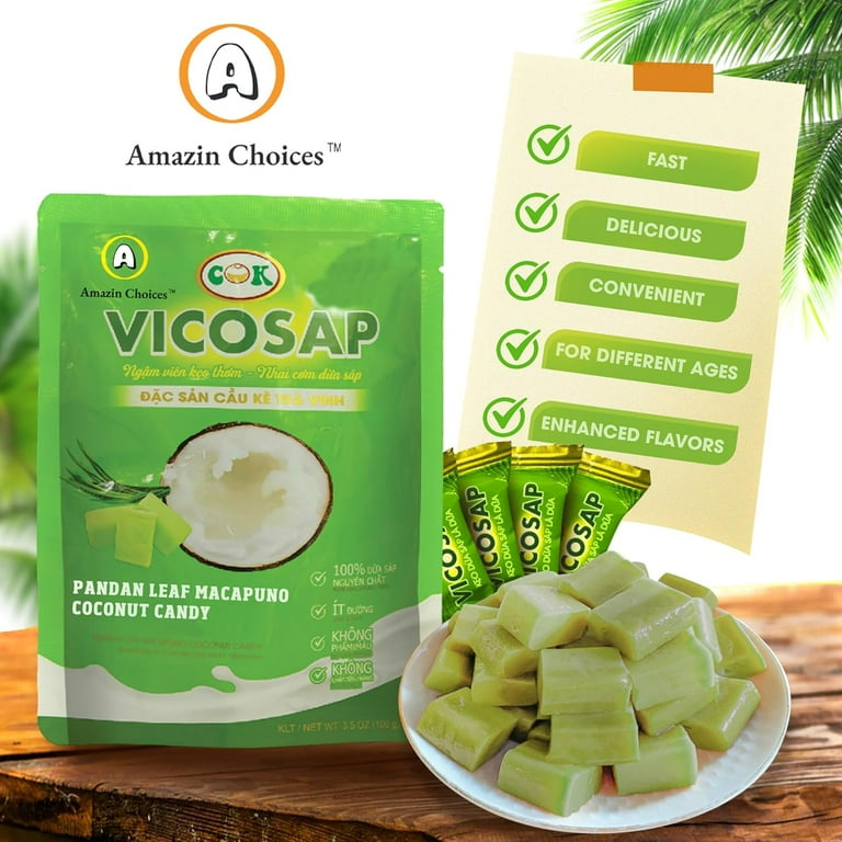 Amazin Choices Pandan Leaf Macapuno Coconut Candy, Healthy Candy
