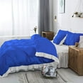 thumbnail image 3 of 5 Piece Pinch Ruffle Duvet Cover Set, Extra Soft, Luxury,100% Egyptian Cotton, Zipper Closure and Quilts Cover Set, Cool and Breatheable Bedding Sets Royal Blue and White Solid,King Size., 3 of 4