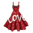 thumbnail image 4 of LWavelet 2026 Valentine's Cute Core Spaghetti Strap Dress, Heart Print Brunch Outfit Flared Swing Sundress Deep Red L, 4 of 4