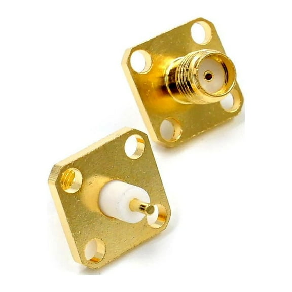 Flange Mount SMA Female Jack RF Panel Connector 4 Hole Solder Cup (One Piece)