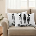thumbnail image 2 of Happy Easter Pillow Covers 2 Pack Spring Vintage Black White Plaid Dots Carrots Pillowcase Waterproof Outdoor Throw Pillow Cover for Patio Balcony Rectangular Cushion 20”x12”, 2 of 9
