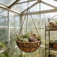 thumbnail image 2 of Wall Hanging Planter for Outdoor, Black Metal Hanging Flower Basket for Plants, Wall Mounted Plant Holder with Coco Liner Outside Balcony Fence C, 2 of 6