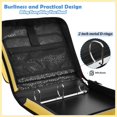 thumbnail image 4 of Yellow Printed Zipper Binder with Handle&Shoulder Strap 2 inch 3 Ring 500+300 Sheet Capacity File Folder Organizer, 4 of 8