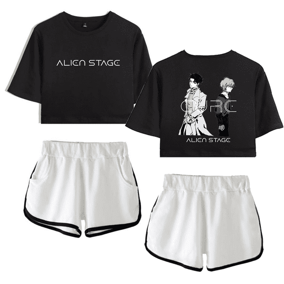 Alien Stage Merch Crop Top T-Shirt Shorts Suit ALNST Round 6 Ivan Till Battle Cure Short Sleeve For Women Girls Top Tee