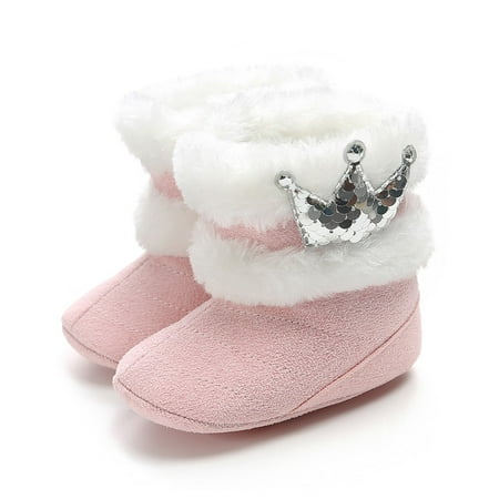 

Toddler Kid Baby Girls Cute Crown Bling Winter Warm Snow Boots Casual Shoes CHMORA