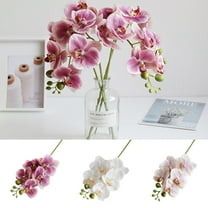 Shenmeida Artificial Orchid Stems Set of 3 Real Touch Orchid Blooms Fake Phalaenopsis Flower Home Wedding Decoration