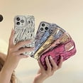 thumbnail image 2 of Plating 3D Fold Wave Pattern Soft Phone Case Compatible with iPhone Case (Silver,iPhone 12 Pro), 2 of 7