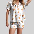 thumbnail image 2 of felwors Funny Graphic Pajamas for Women Set Button Down Short Sleeve Top and Shorts Pjs Sets Sleepwear Orange, XXL, 2 of 6