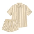 thumbnail image 5 of Bixock Maternity Pants,Womens Over The Belly Pants,Women's Maternity Clothing Two-piece Loose Striped Off Shoulder Shirt Top Shorts Set, 5 of 7
