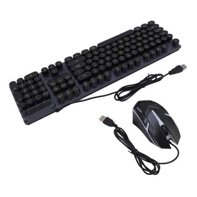 Clavier et Souris USB Combo, Design Ergonomique Rétro Punk Filaire 1600DPI Matériau ABS pour OS X 10.2 Supérieur