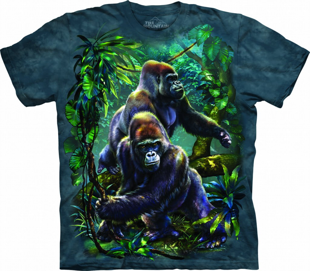 The Mountain Gorilla Jungle Medium Cotton Gorillas T Shirt Blue Adult