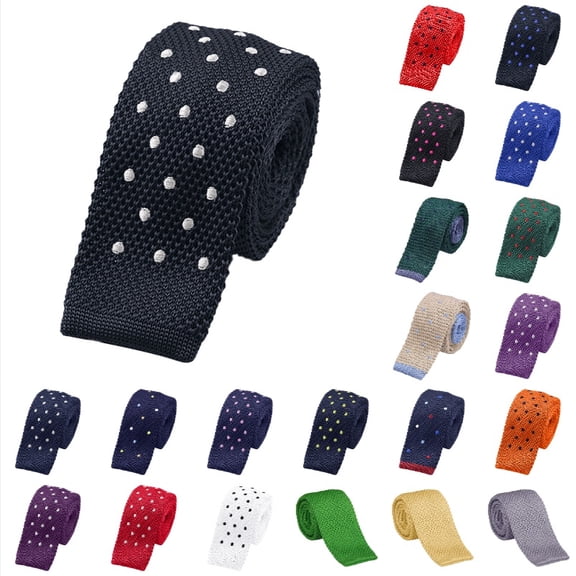 Ticikt Men's Solid Color Knit Tie Smart Formal Cotton Necktie Flat Bottom