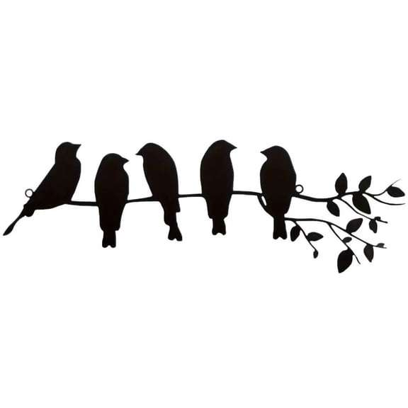 2 pack ferraycle iron Bird Wall Art - Birds on Branch with Leaves - iron Sculpture Wall Hanging Sign for Balcony, Garden, Home Decor(Black)