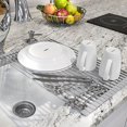thumbnail image 3 of Roll-Up Dish Drying Rack [Large 20.5'' X 13"] Over The Sink Drying Mat,- Multipurpose Dish Drainer - Fruits and Vegetable Rinser - Durable Silicone Covered Stainless Steel (Warm Gray) Gray Gray, 3 of 5