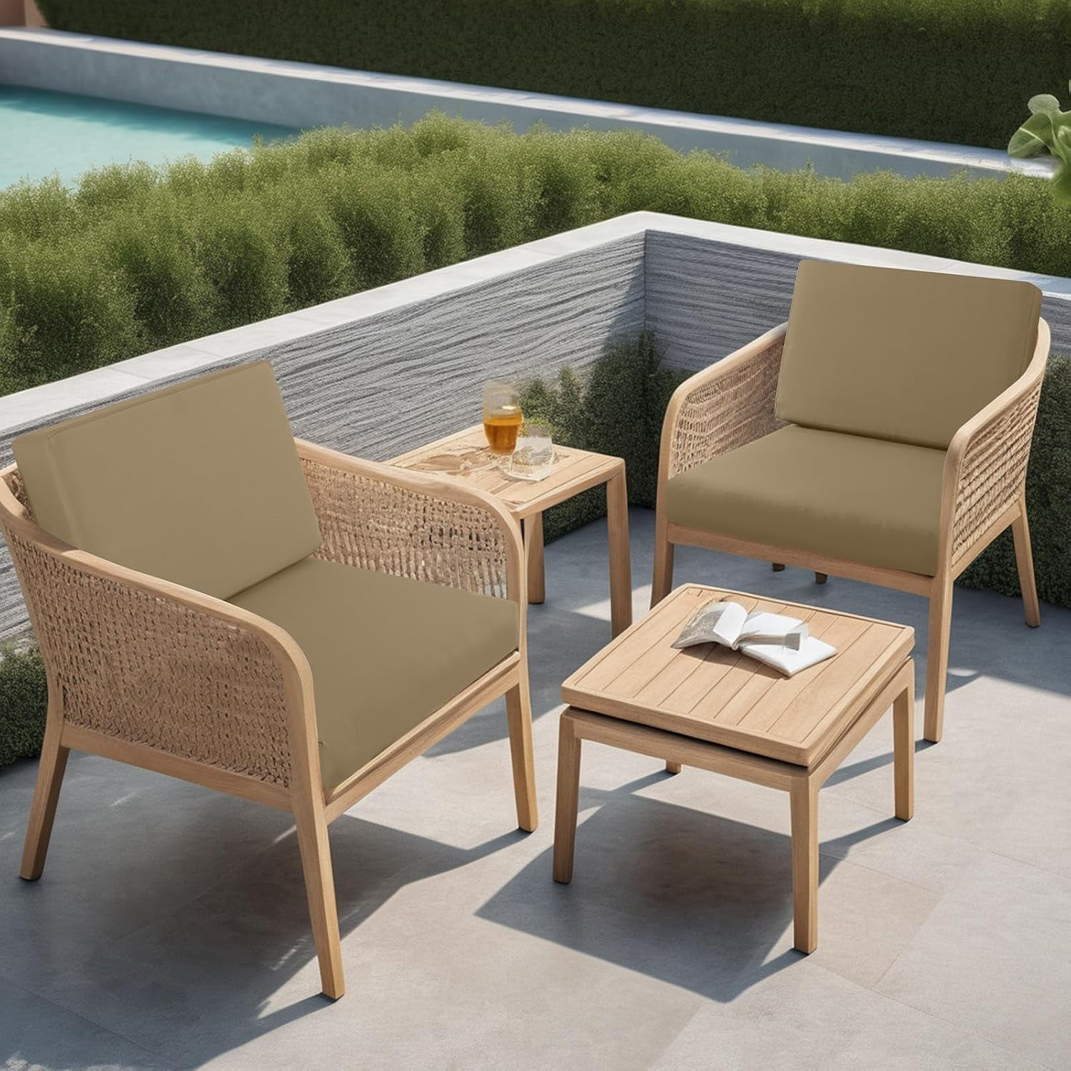 Outdoor Cushions for  Furniture Waterproof Deep Seat Replacement Chair Cushions Garden Lawn Backyard Deck Set
