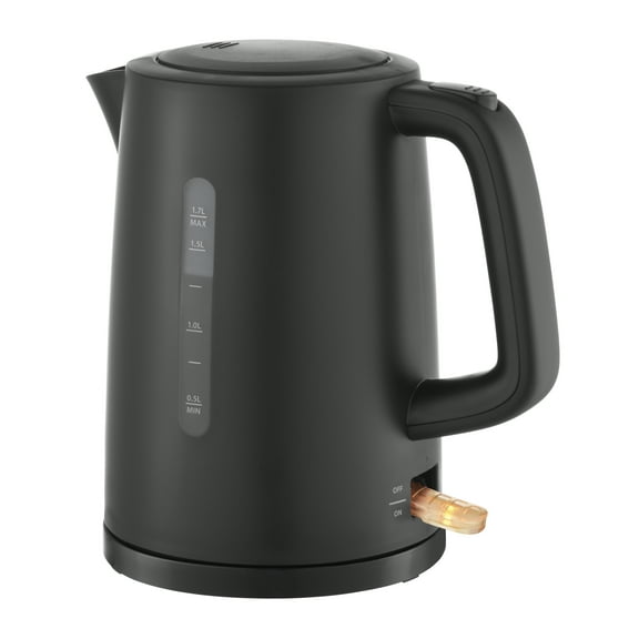 Mainstays 1.7L Electric Kettle, Plastic, Black, MAINSTAYS 1.7L Plastic Elec KETTLE Black