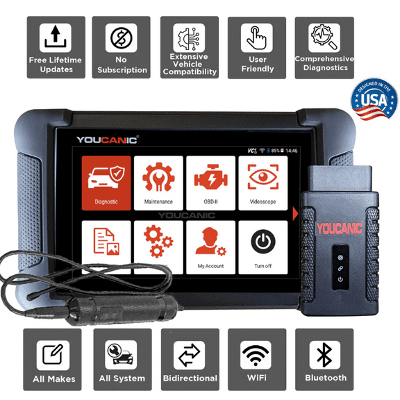 YOUCANIC UCAN-II-C Pro OBD2 Scanner – Full System Diagnostics for Cars, SUVs & Light Trucks with Bi-Directional Tests & Service Functions