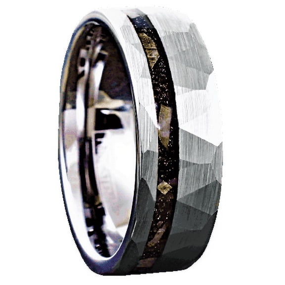 Tungsten Rings for Men Wedding Bands for Him Womens Wedding Bands for Her 8mm Brushed Faceted Meteorite Wedding Band