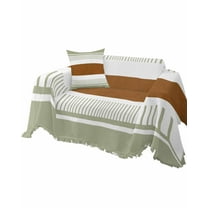 Sage Green Stripes Sofa Couch Covers for Dogs,Washable Sectional Couch Slipcovers for Loveseat with Tassel,Contemporary Geometric Brown Boho Non Slip Sofa Throw Cover Blanket Large 71''x102''