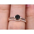 thumbnail image 3 of Startling 1.75 Carat Black Diamond Moissanite Round Cut 10k Rose Gold Engagement Ring Anniversary Gift Wedding Set Curved Eternity Ring, 3 of 5