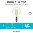 thumbnail image 3 of Luxrite G16.5 Edison Dimmable E12 LED Globe Light Bulbs, 4W=40W, 2700K Warm White, 400 Lumens 12-Pack, 3 of 7
