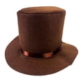 thumbnail image 2 of BRGZLK Felt Top Hat Magician Hat Adults Lightweight Comfortable Costume Accessory with Elegant Black Ribbon Ringmaster Hat for Halloween Christmas Dress Up Brown Free Size, 2 of 4