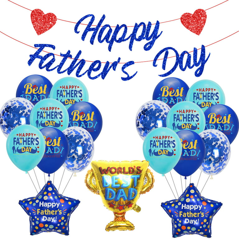 Father S Day Decorations Glitter Blue Happy Banner Best Dad Balloons Set For Ever Fathers Decor Supplies Birthday Party Com