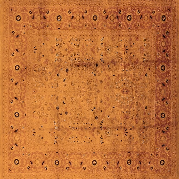 Ahgly Company Indoor Square Oriental Orange Industrial Area Rugs, 4' Square