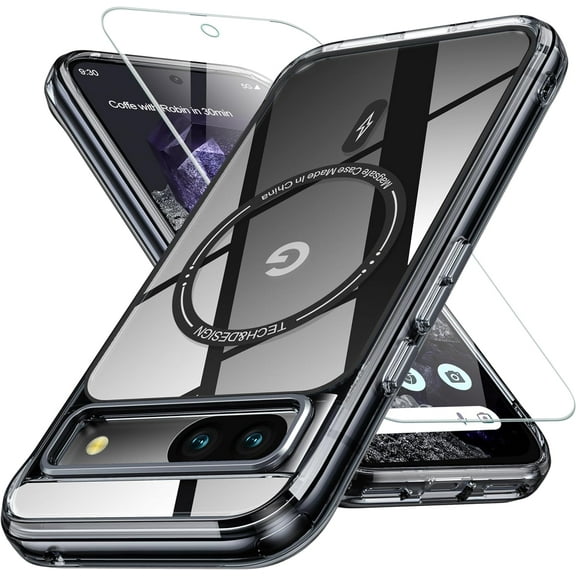 for Google Pixel 8A Case Magsafe[Strong N52 Magnetic][1pcsX Screen Protector][Colorful Translucent Matte Design] 12FT Military Grade Shockproof Case for Pixel 8A Phone Case(Black)