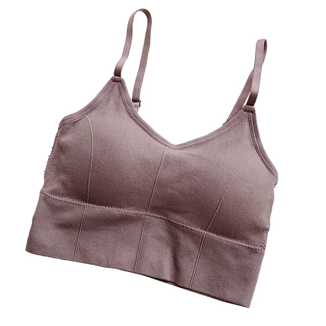 Qarigey Mujeres Sexy Crop Tops Tube Top Sujetador sin costuras Lencería deportiva Elástico Push Up Sports Bralette Tank Ropa interior camafeo marrón Qarigey AP000318-06