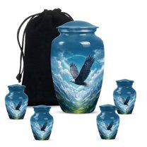 Yatskia Flying Eagle Urn for Ashes Adult Male, Mini Funeral Urns for Human Ashes Adult Female, Large Burial Urns for Human Ash, (Classic 10 Inch and 3 Inch)