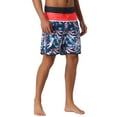 thumbnail image 5 of INSPIRE CHIC Men's Tropical Vocation Elastic Waist Drawstring Hawaiian Print Athletic Swim Trunks 30 Black Red, 5 of 6
