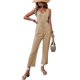 thumbnail image 3 of Elegantes de Verano para Mujer, Sin Mangas, con Cuello en U, Informales, de Pierna y Pantalones Largos 2025, Caqui, Talla XL, 3 of 9