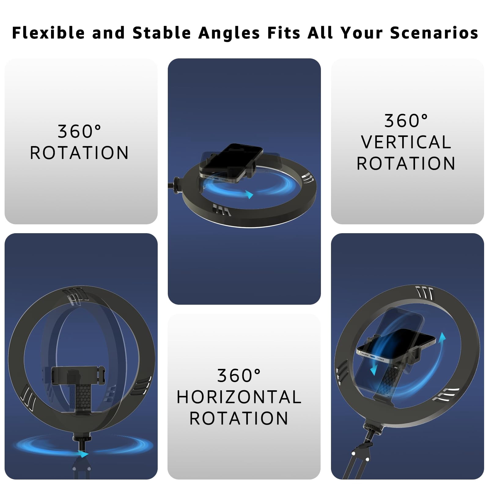 10" Led Ring Light With Overhead Phone Stand  Cri≥95 1200lm Dimmable Lighting Adjustable Metal Arm Remote & Holder For Streaming Makeup Zoom Calls Photography