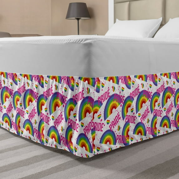 Ambesonne Multi-color Wrap Around Microfiber Bed Skirt, Queen