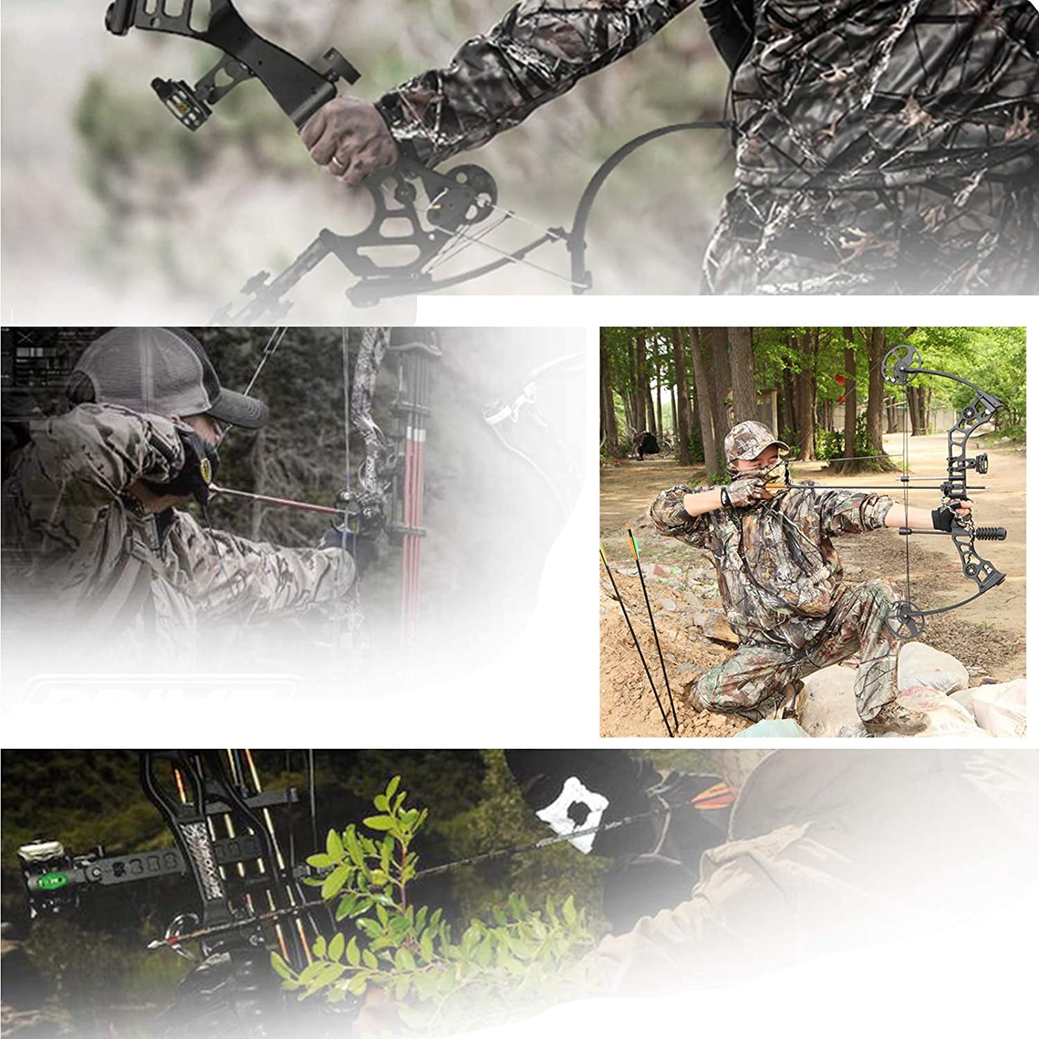 Professional Compound Right Hand Bow Archery with 12pcs Arrow Shock Absorption for Adults Teens Youth