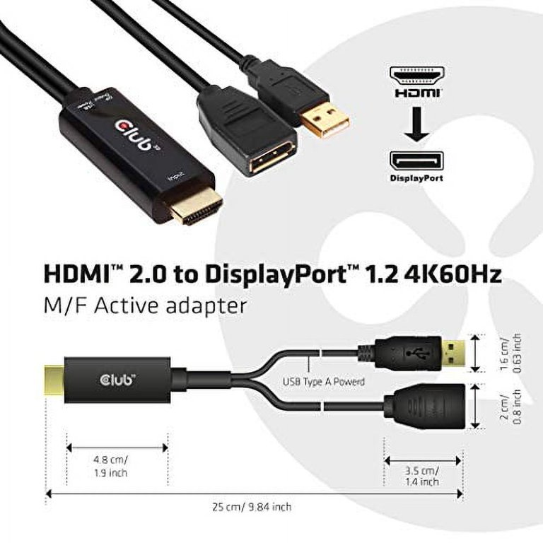 Club 3D 2.0 HDMI to Display Port Video Adapter with USB