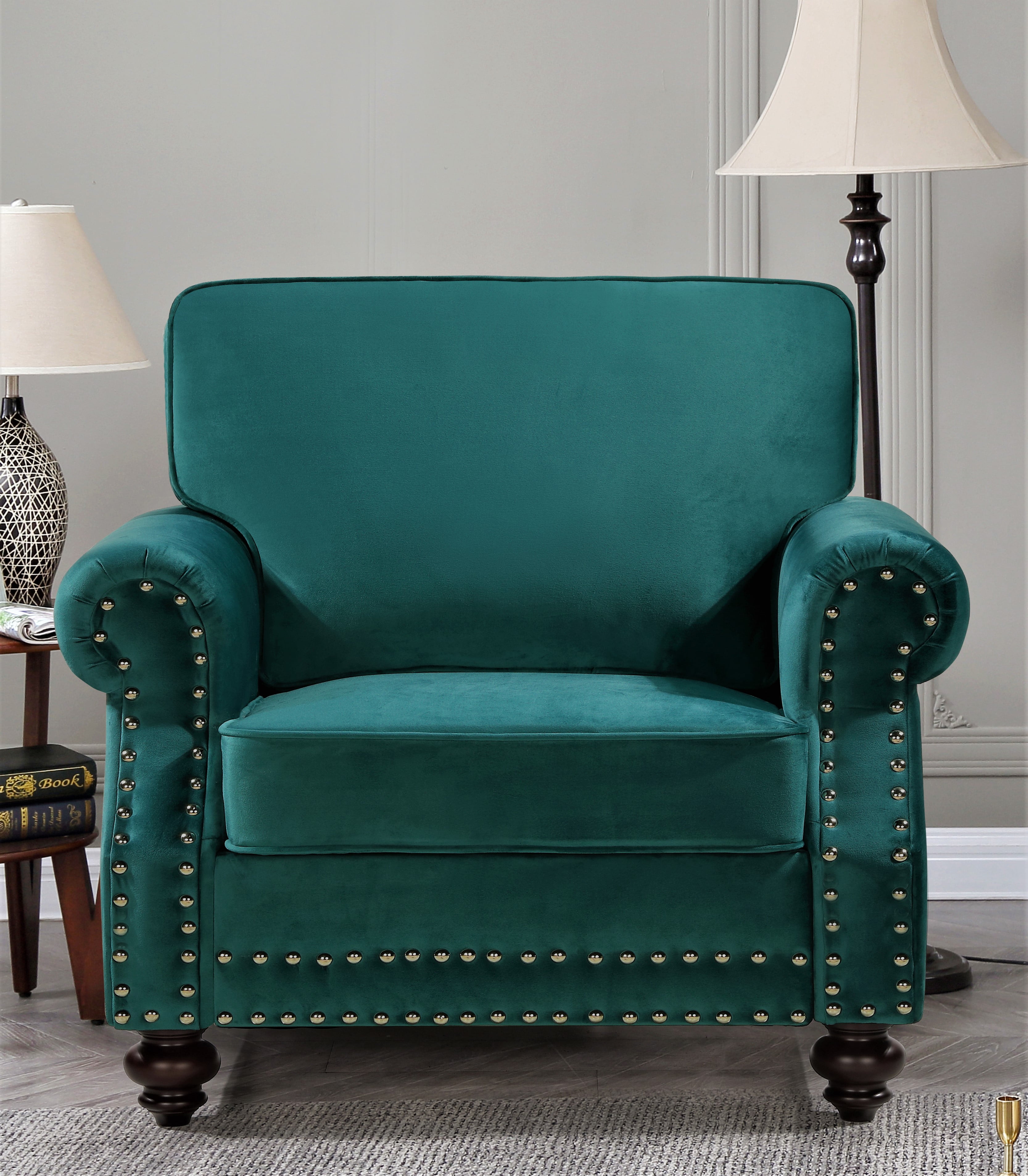 Uspridefurniture Feingold 3Pcs Velvet Living Room Set, Green