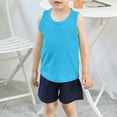 thumbnail image 2 of Little Kid Toddler Kids Baby Boys Girls Solid Tank Tops T Shirts Undershirts Summer Sleeveless Vest Girls Tops And Bottoms Long Sleeves Shirt for Toddler for Easter Shirt Baby 4-5 Years Blue, 2 of 4